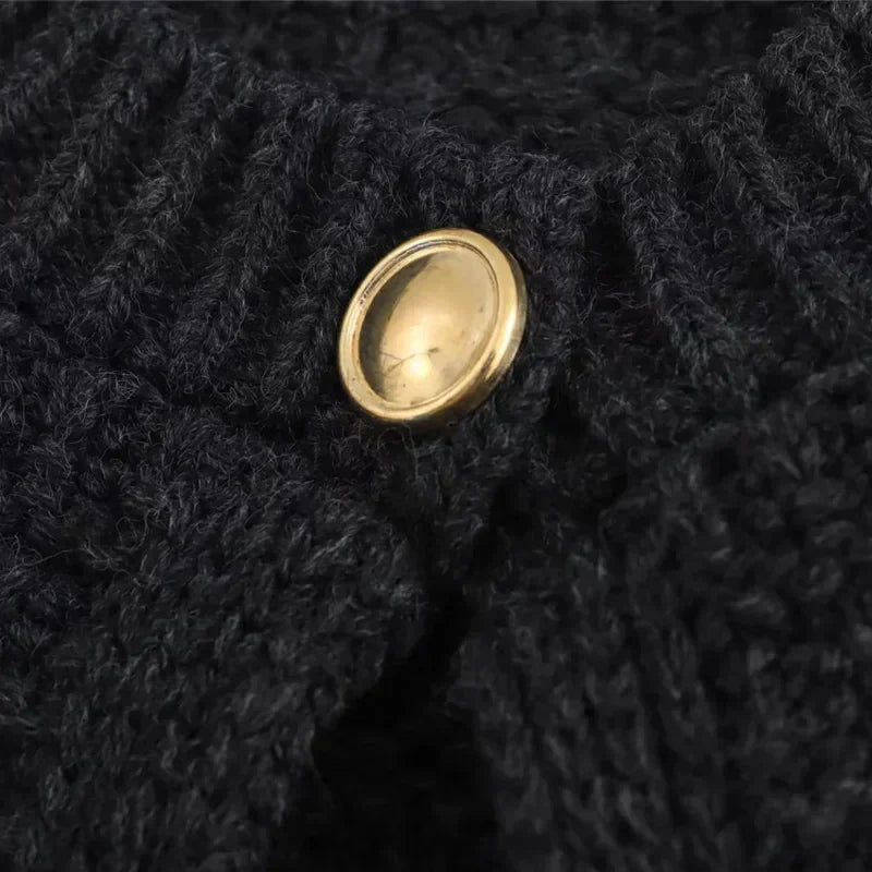 Mikana - Cardigan Tricoté Gris Foncé pour Femmes