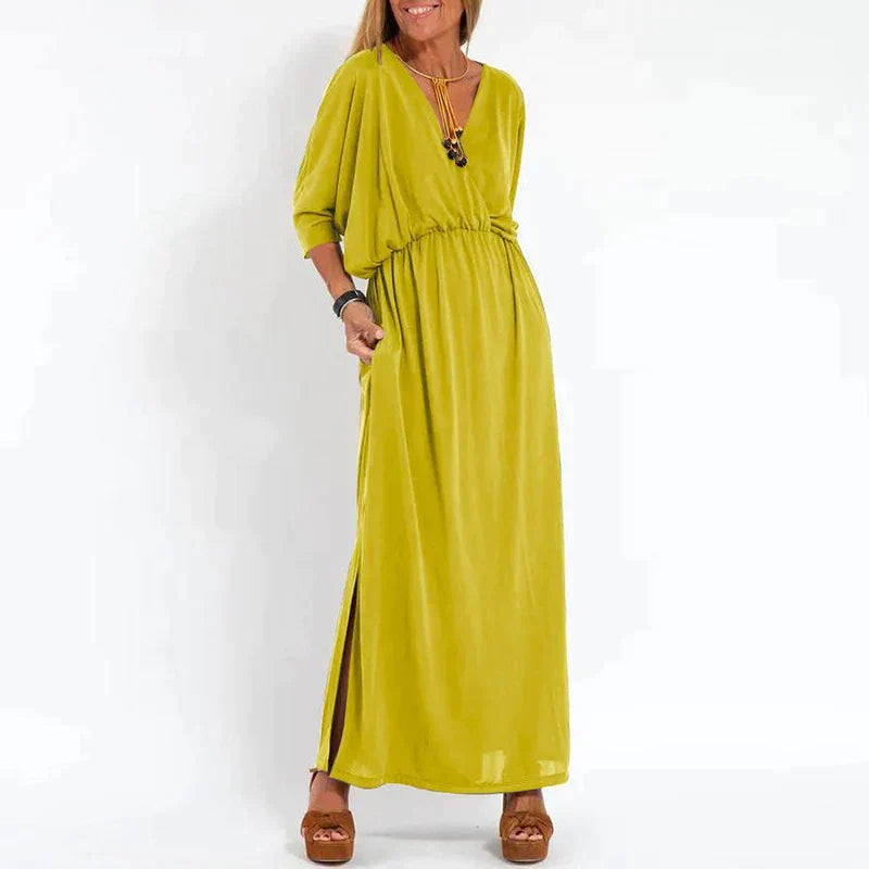 Vanessa - Robe vintage longue avec fente haute