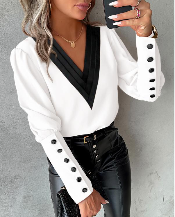 Julia - Blouse pour dames avec des manches gigot et des boutons