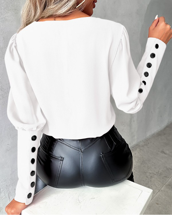 Julia - Blouse pour dames avec des manches gigot et des boutons