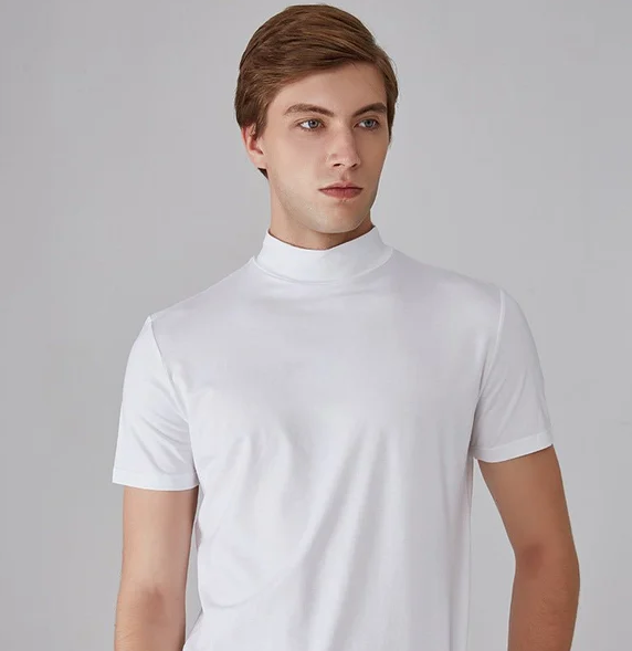 T-shirt anti-transpiration à col roulé pour homme