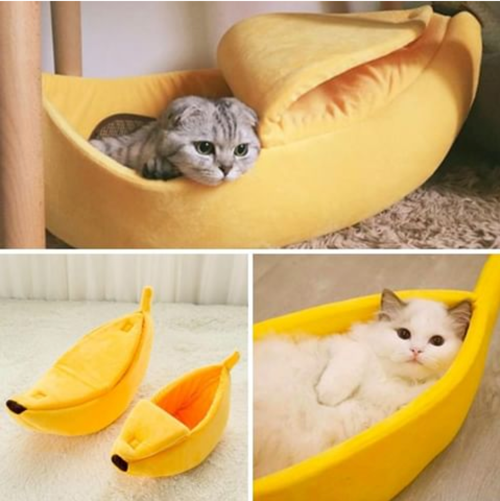 Lit douillet en forme de banane pour chats - Confort et originalité