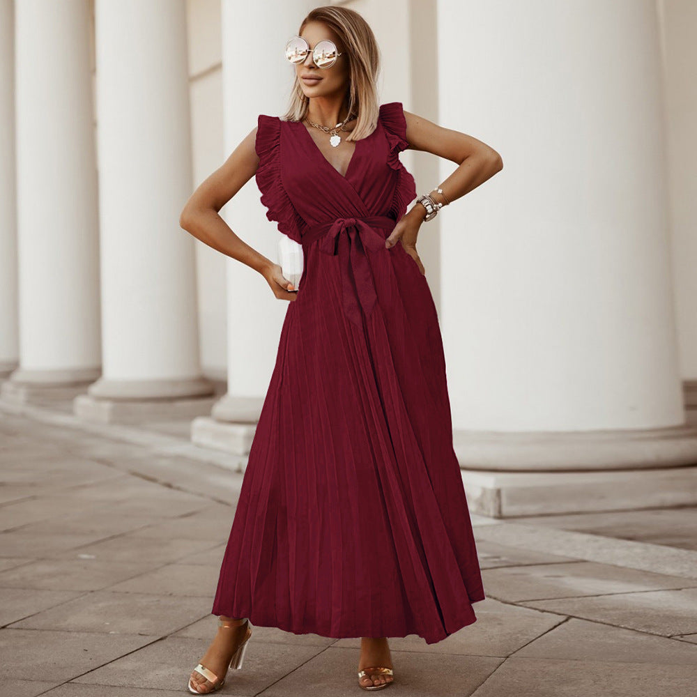 Giza - Robe maxi bohème rouge foncé