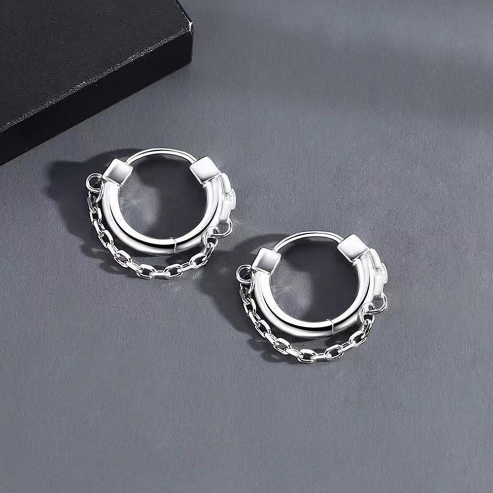 Noor - Boucles d'oreilles créoles en chaîne pour un look tendance