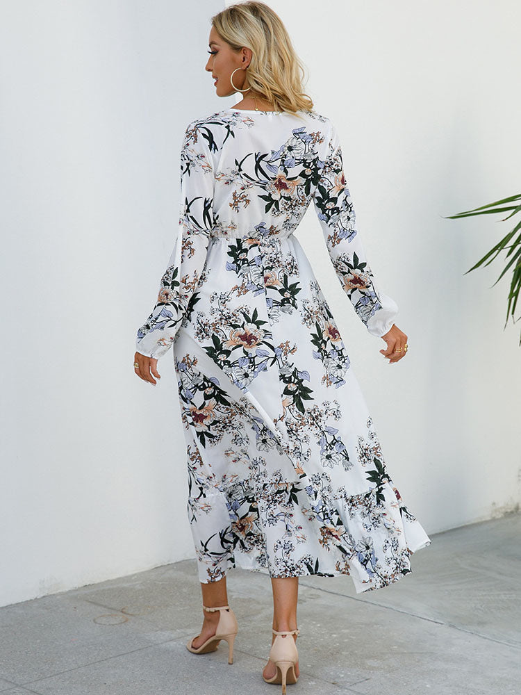 Imra - Robe maxi blanche à fleurs élégante