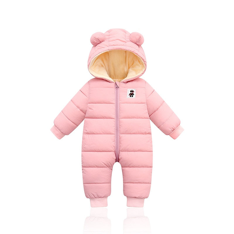 Petite Combinaison d'Hiver pour Bébé avec Oreilles d'Ours Adorables - Combinaison Chaude pour les Mois d'Hiver