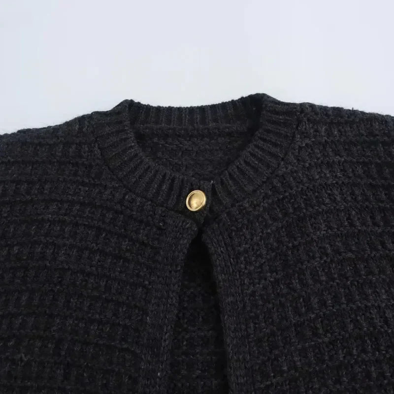Mikana - Cardigan Tricoté Gris Foncé pour Femmes