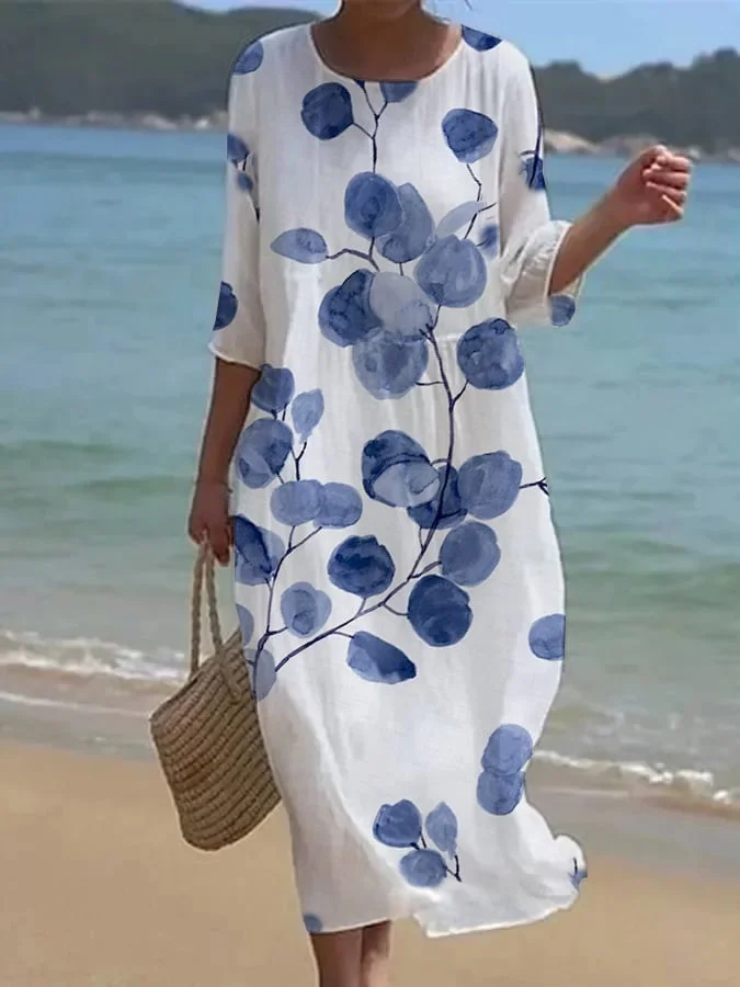 BelleRue - Robe ample et décontractée à motifs floraux botaniques pour femme