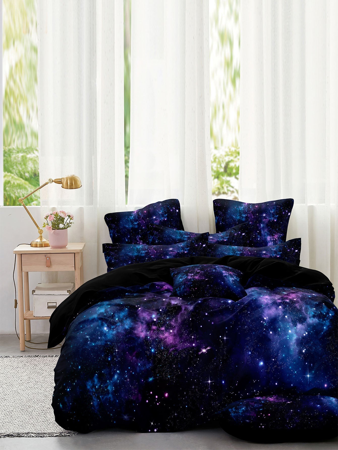 Ciel étoilé - Ensemble de housses de couette inspiré de l'espace pour une chambre moderne