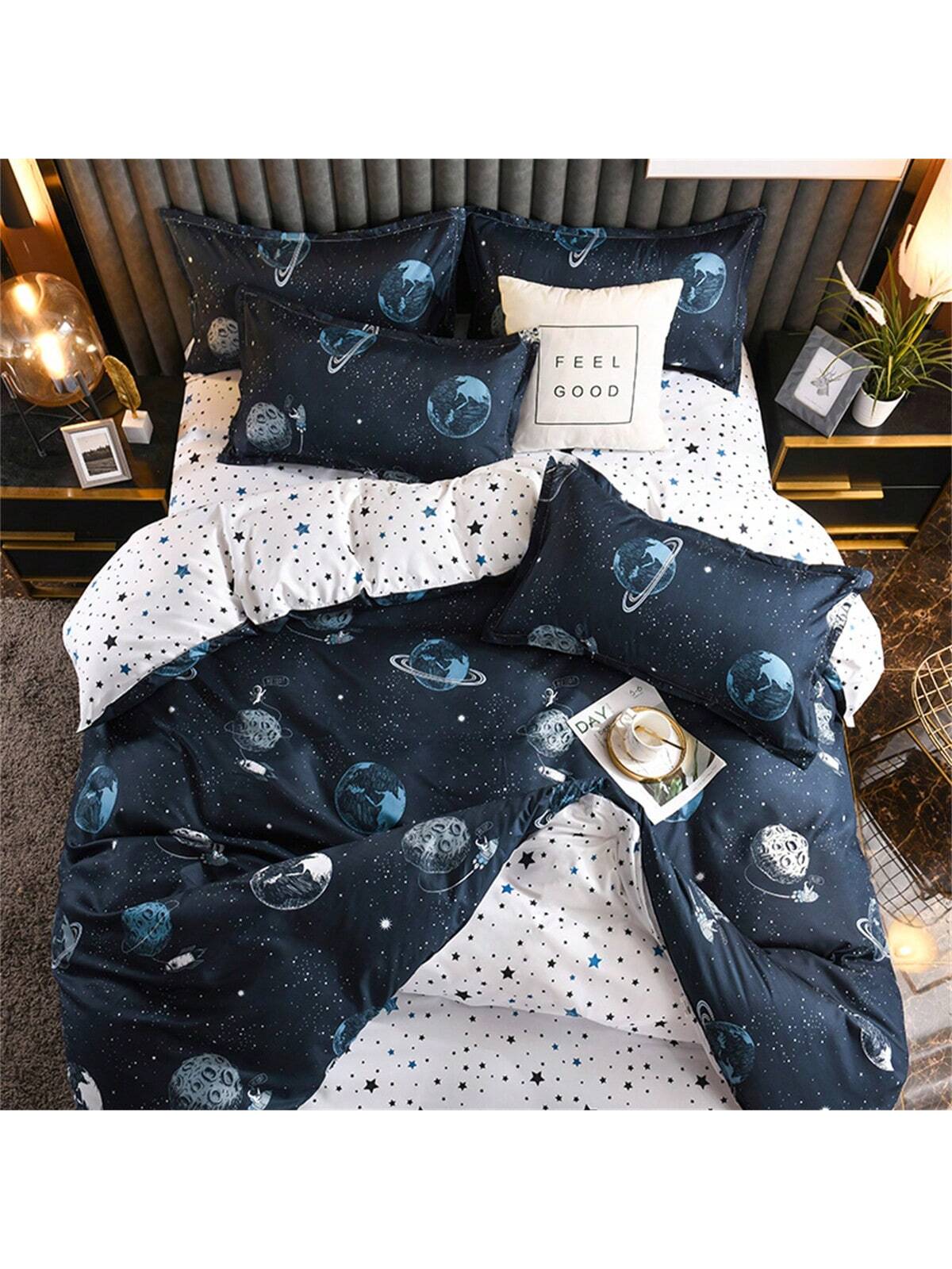 Éclat des Étoiles - Housse de Couette avec Motif Étoilé pour un Aspect Luxueux