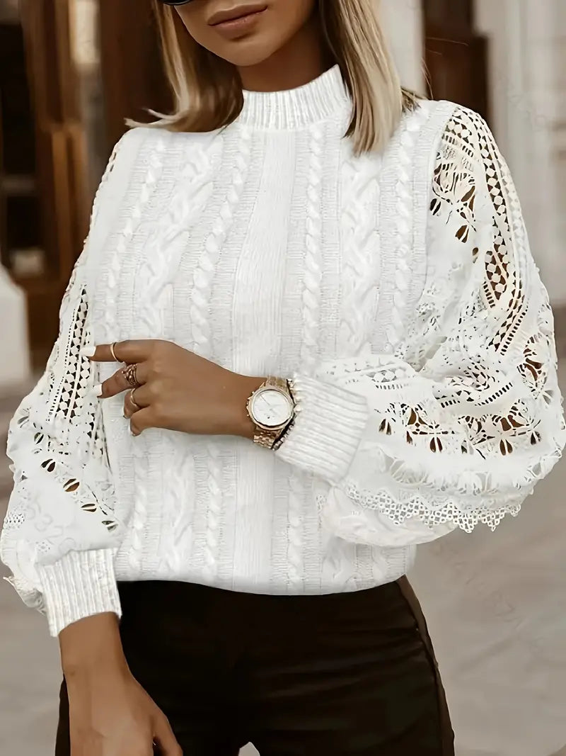 Charlotte - Pull avec détails en dentelle pour femmes