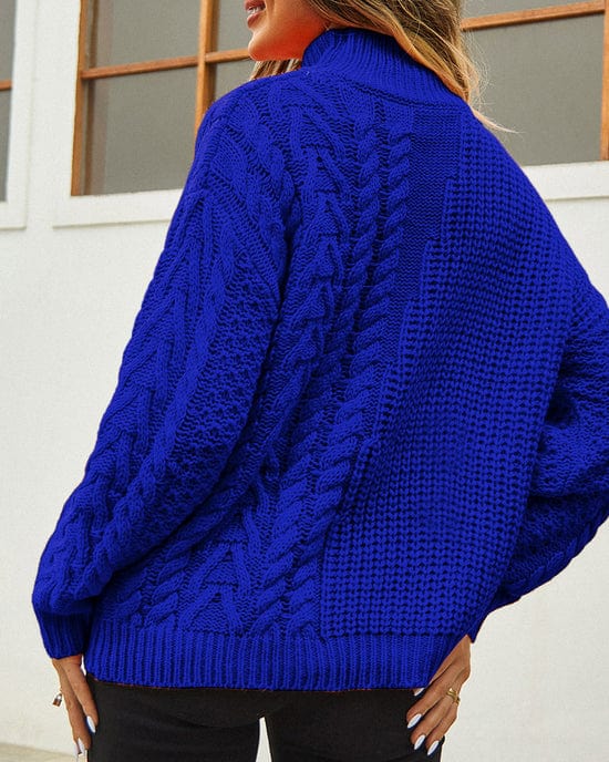 Lily - Pull col roulé oversize avec motif torsadé pour femmes