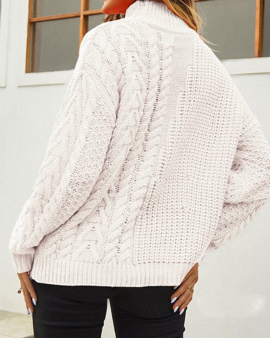 Lily - Pull col roulé oversize avec motif torsadé pour femmes