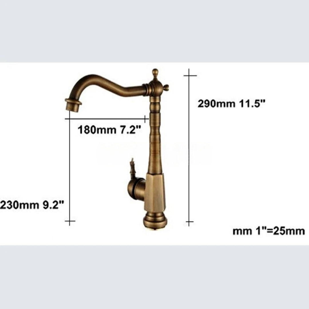 GildFlow - Robinet de Cuisine Vintage Doré Pivotant à 360°