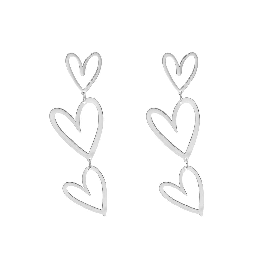 Ella - Boucles d'Oreilles Triple Coeur Charmantes et Elégantes