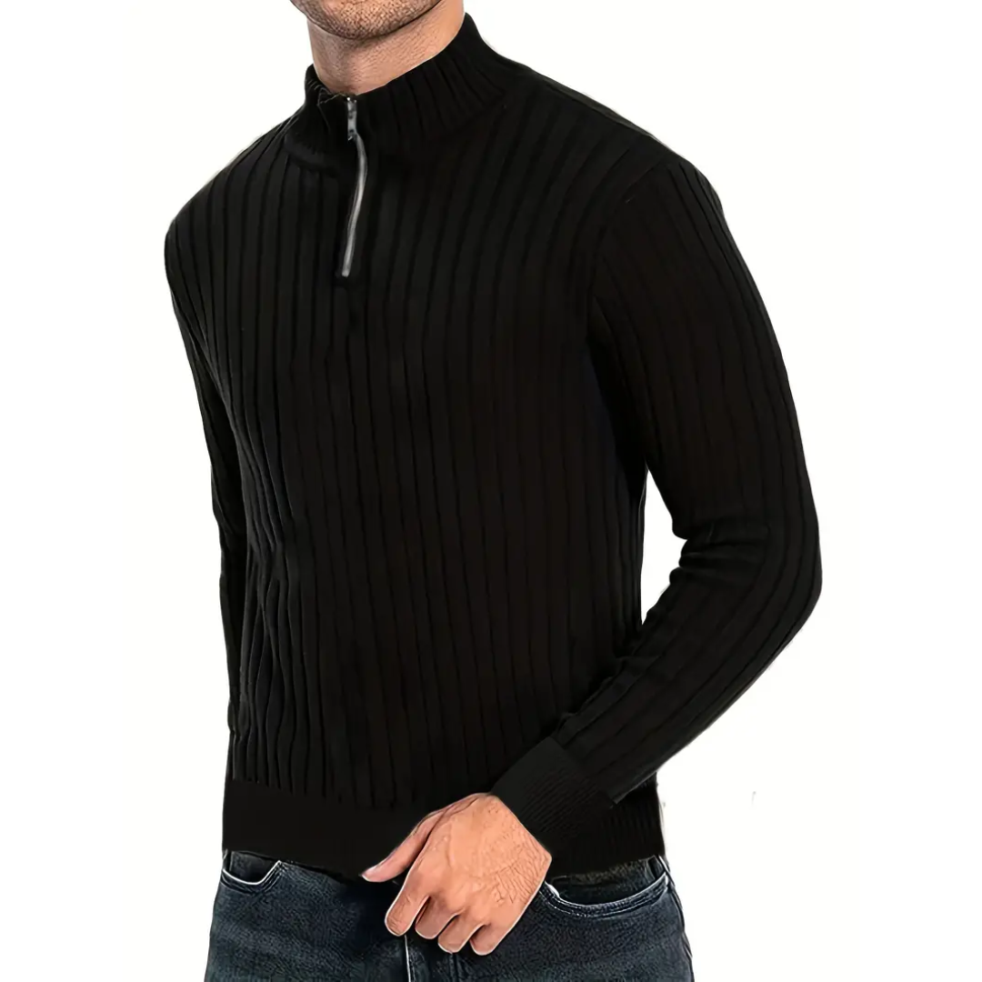 Liam - Pull pour homme avec demi-zip et manches longues