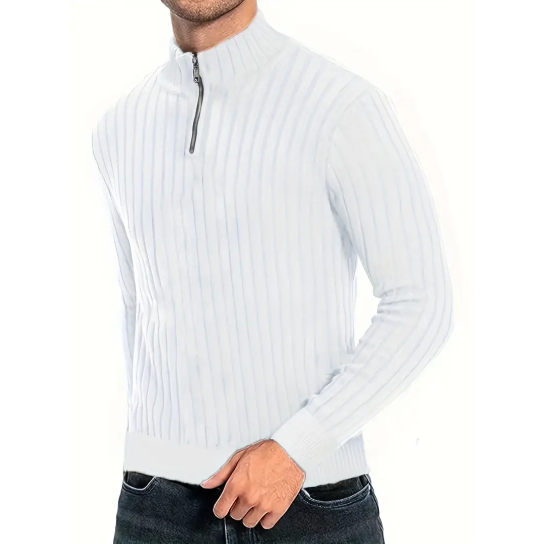 Liam - Pull pour homme avec demi-zip et manches longues