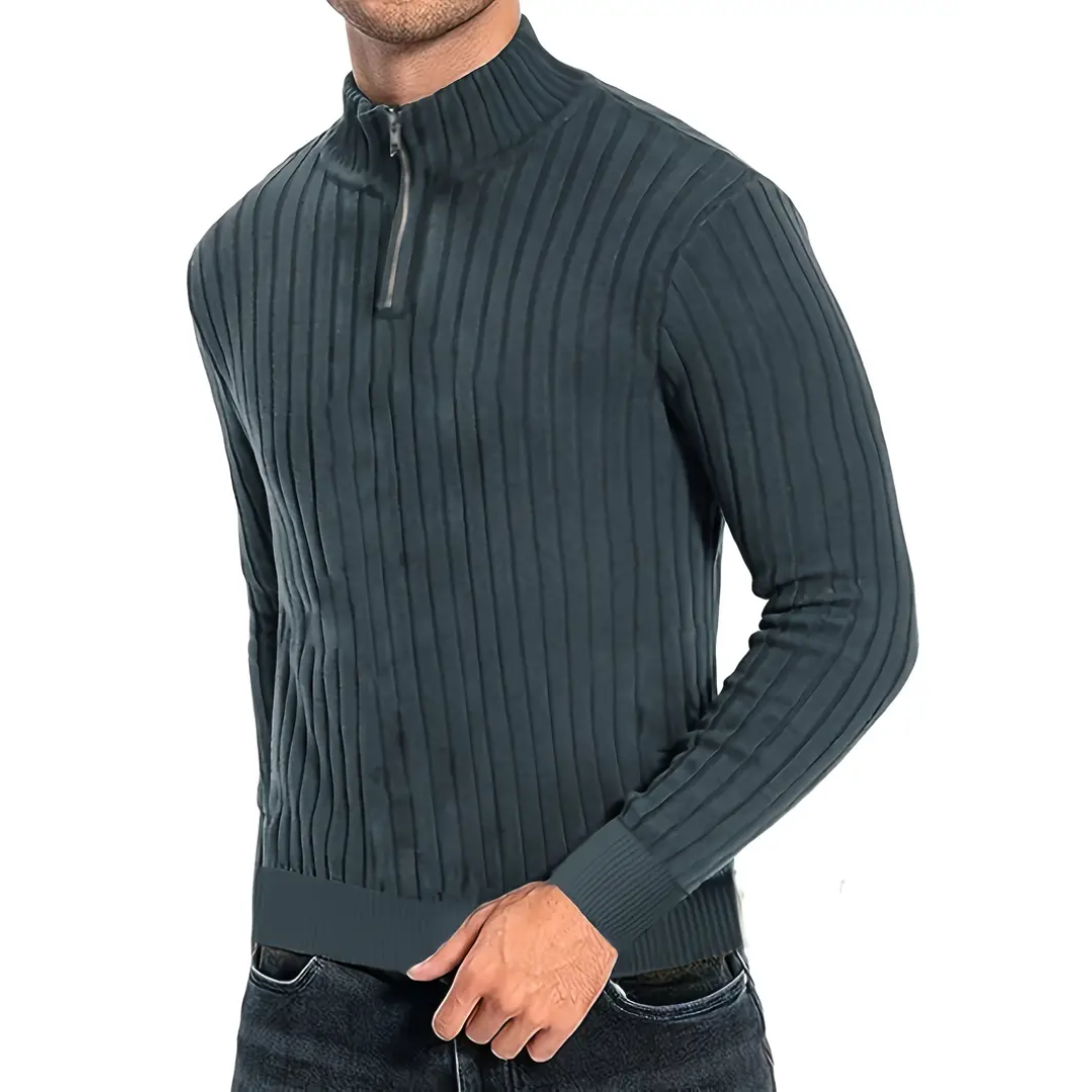 Liam - Pull pour homme avec demi-zip et manches longues