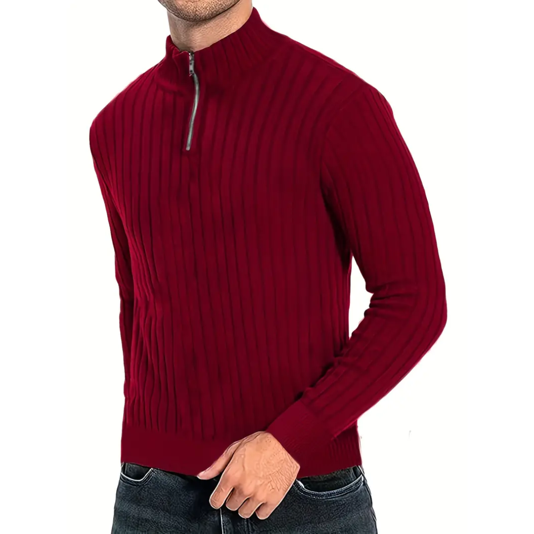 Liam - Pull pour homme avec demi-zip et manches longues