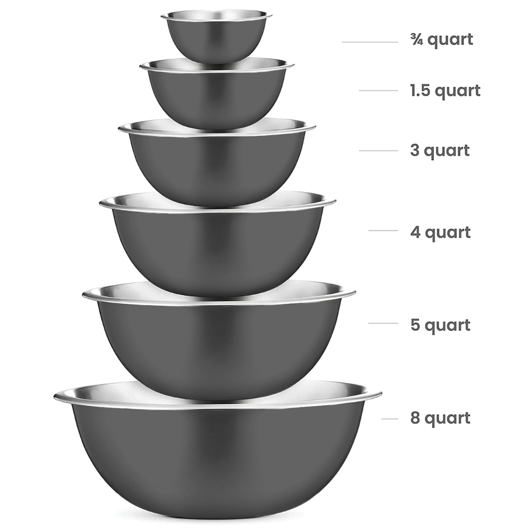 Ensemble de Bols en Acier Inoxydable - Bols Empilables, Résistants au Lave-Vaisselle pour une Utilisation en Cuisine