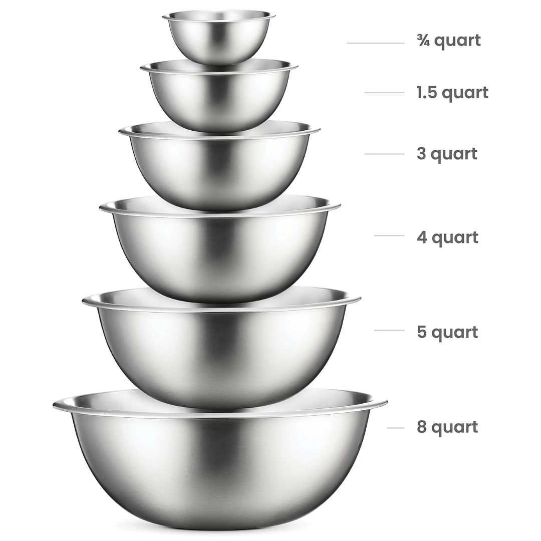 Ensemble de Bols en Acier Inoxydable - Bols Empilables, Résistants au Lave-Vaisselle pour une Utilisation en Cuisine