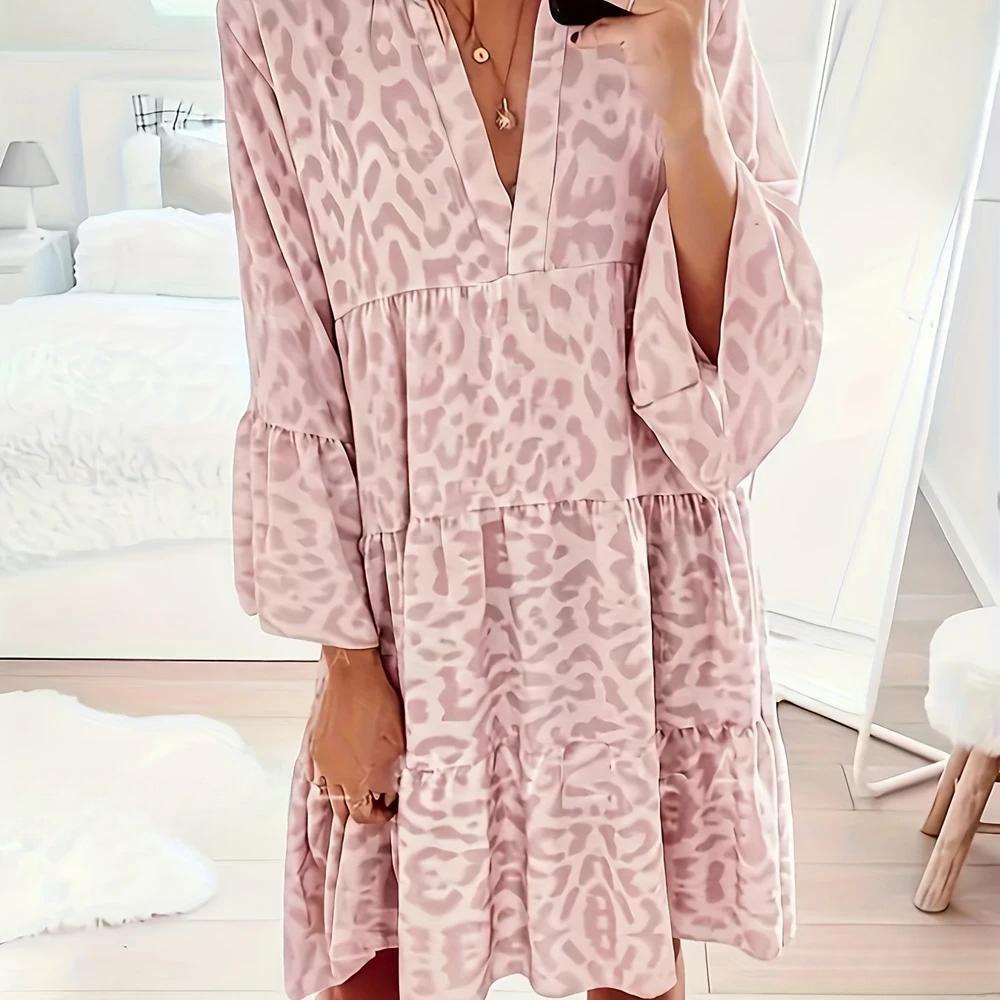 BelleRue - Robe boho à imprimé léopard pour femmes, taille plus