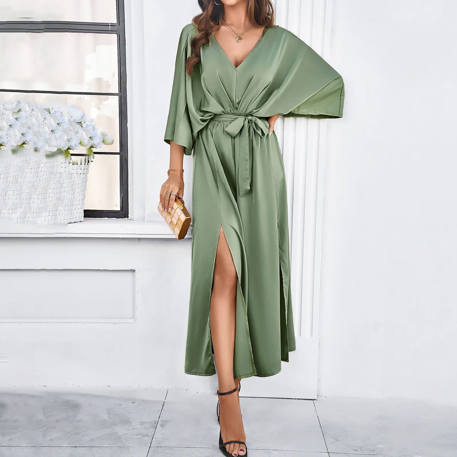 Merel - Robe élégante à col en V féminin