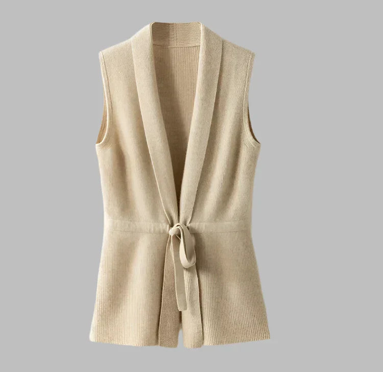 Sadie - Gilet à col en V avec ceinture pour femmes