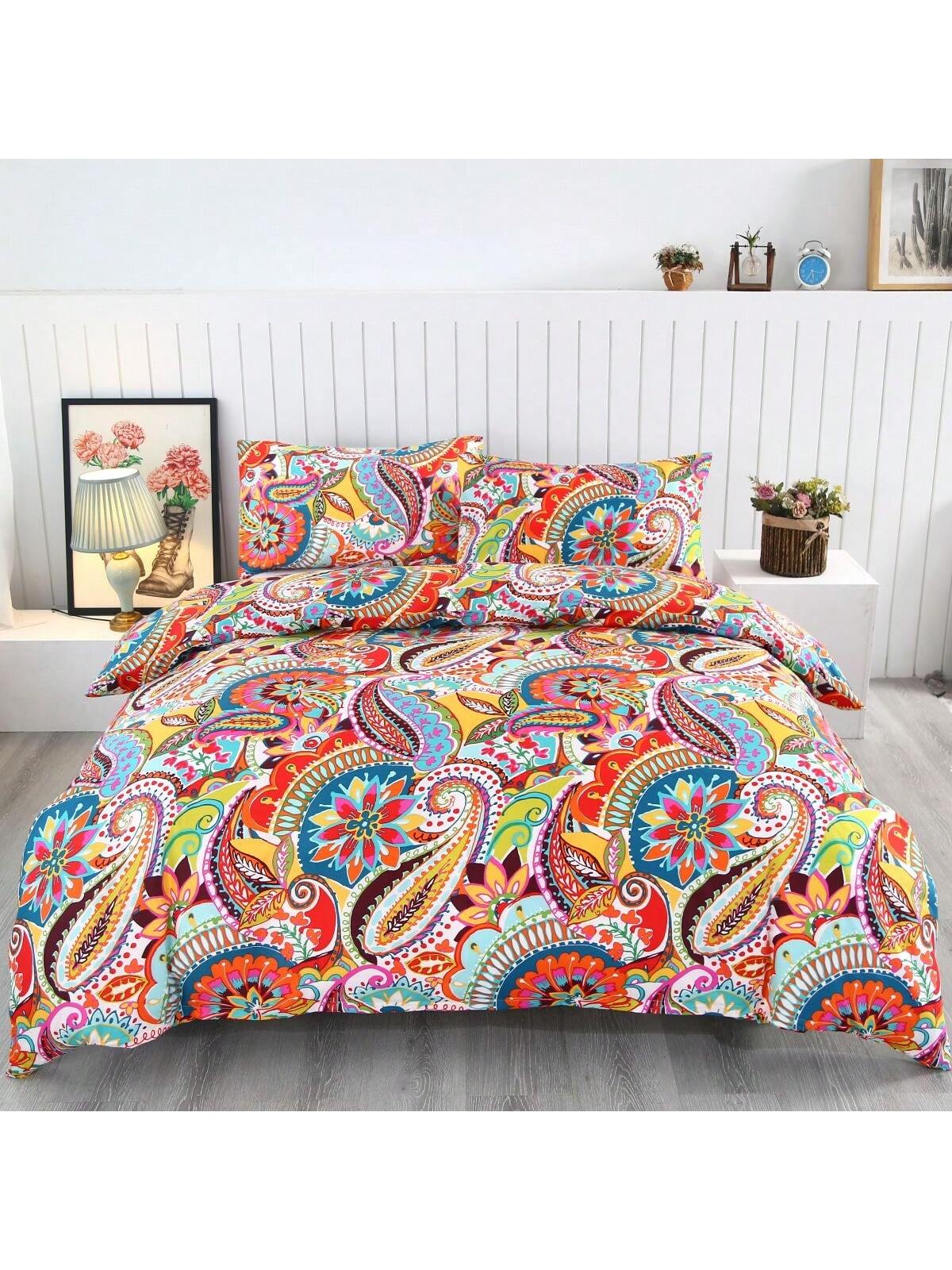 Ensemble de Linge de Lit Multicolore - Couleurs Vives et Design Respirant pour Chambres King-Size (3 Pièces)