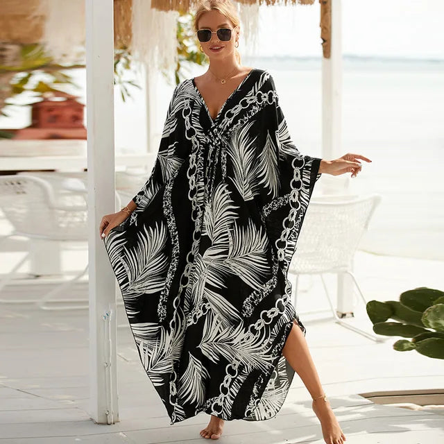 MiSun - Robe de plage grande taille à col en V et imprimés uniques