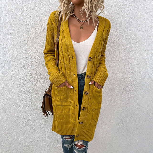 Cardigan Auriville - Gilet Tricoté Chaud avec Boutons Pratiques et Poches