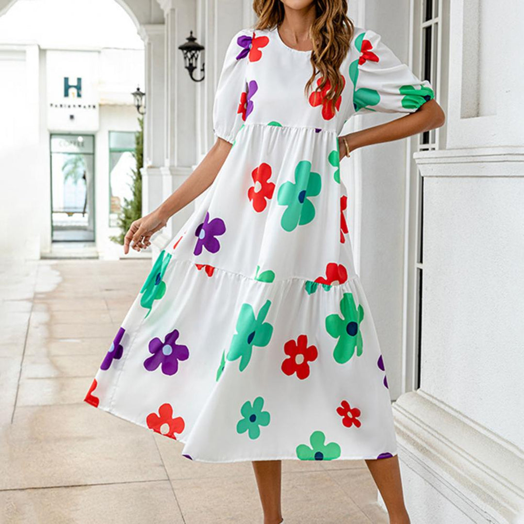 Sophie - Robe midi à manches courtes tendance