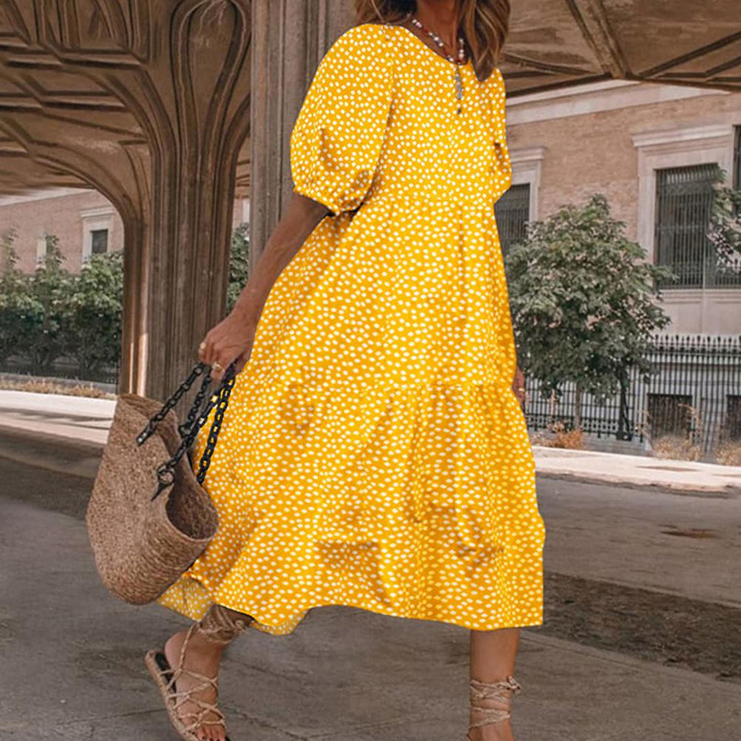 Sophie - Robe midi à manches courtes tendance