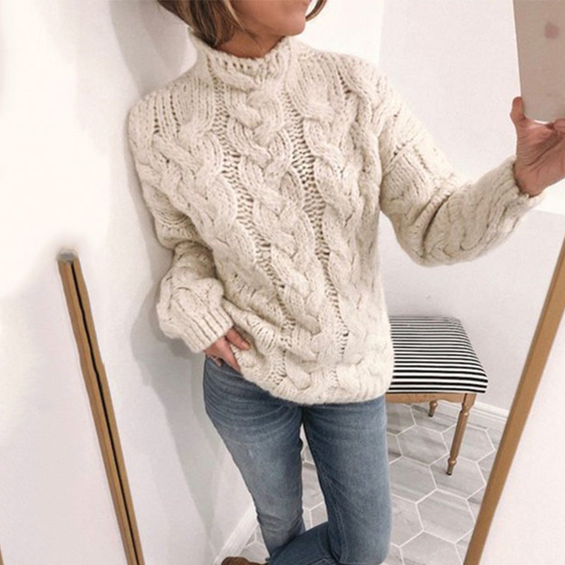 Lea - Pull à col roulé CozyKnit avec motif torsadé et tricot doux