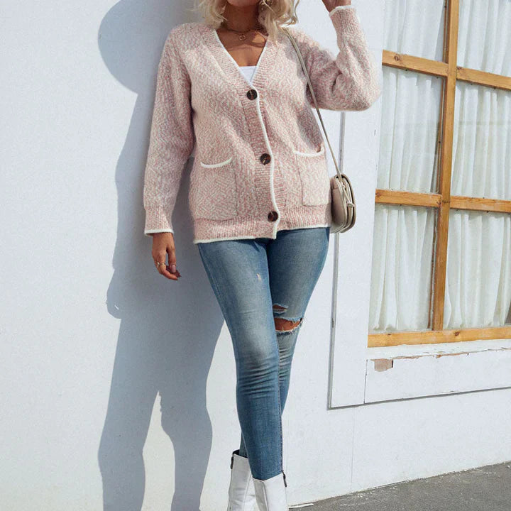 Jasmine - Gilet doux en maille avec boutons pour femmes