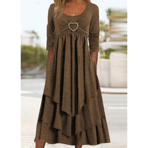 Robe unie à manches longues