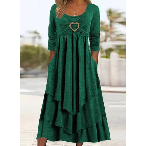Robe unie à manches longues