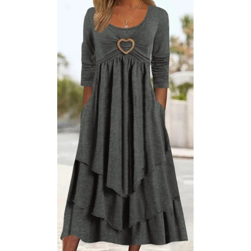 Robe unie à manches longues