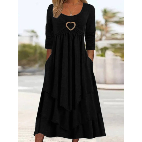 Robe unie à manches longues