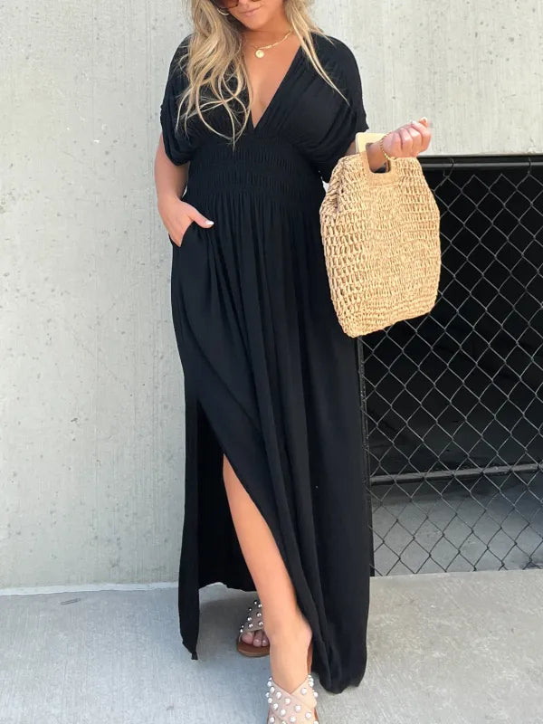 Maxi - Robe longue à col en V chic