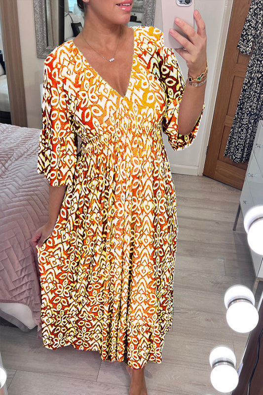 Lianne - Robe maxi à col en V sophistiquée