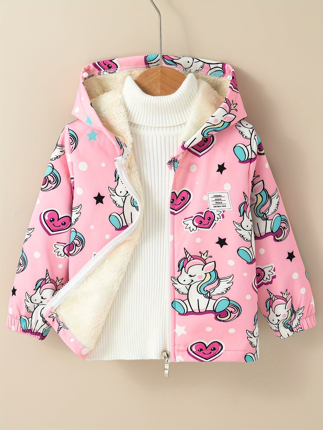Mila - Veste imprimée à capuche et doublure en polaire pour filles