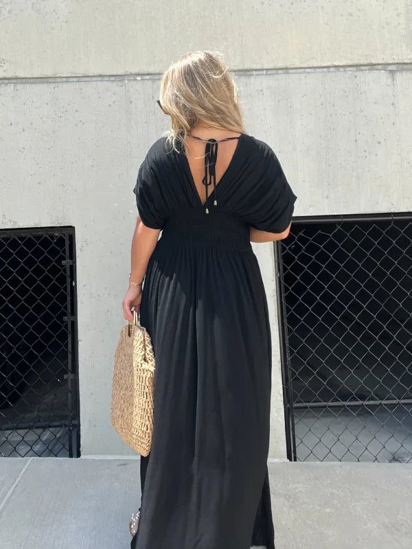Maxi - Robe longue à col en V chic