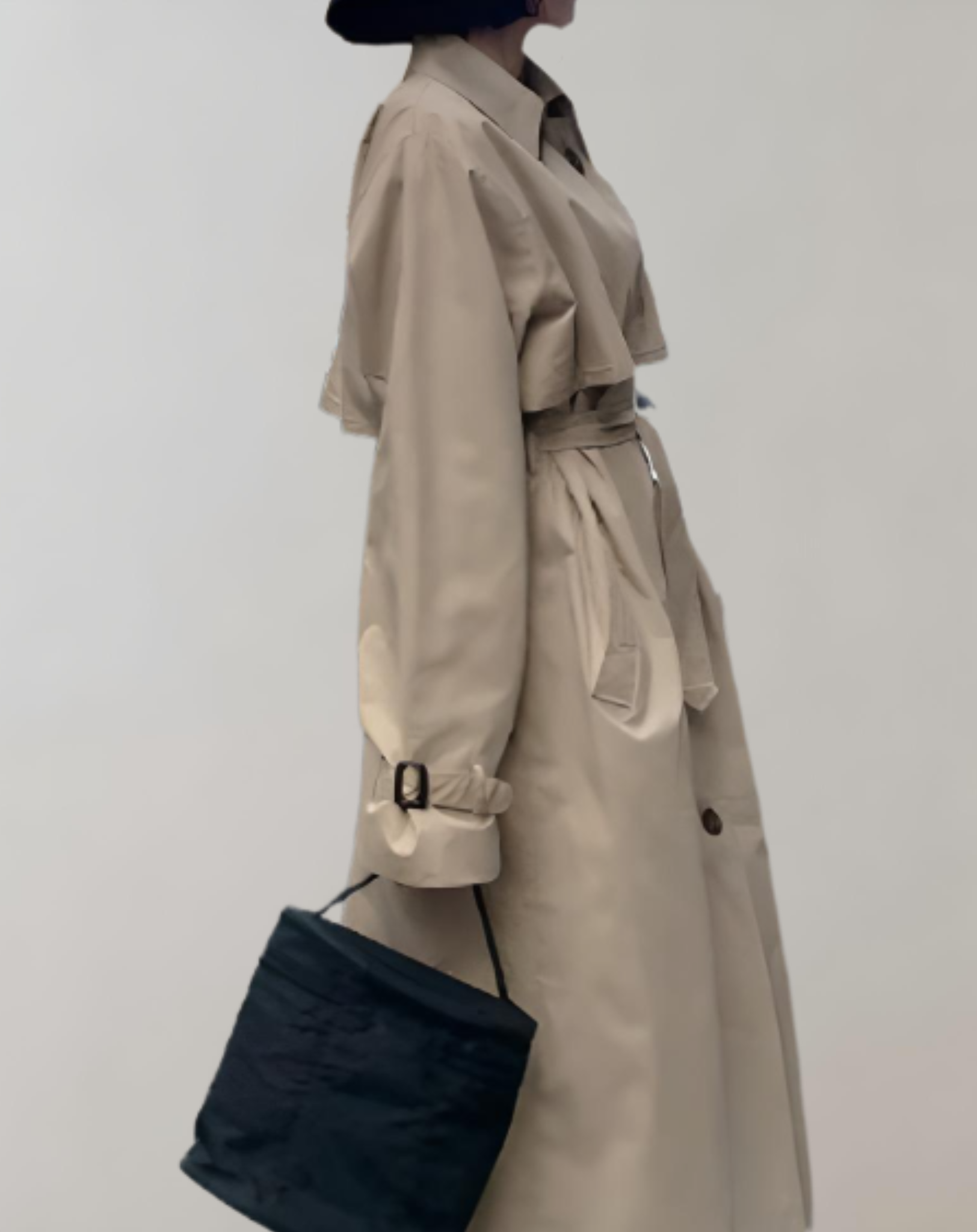 Olivia - Trench long d'automne avec ceinture à la taille et boutons
