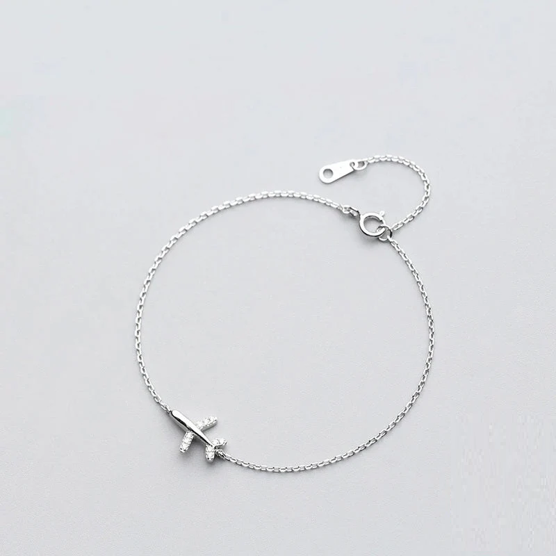 Tara - Bracelet Avion Argent