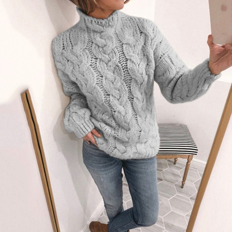 Lea - Pull à col roulé CozyKnit avec motif torsadé et tricot doux