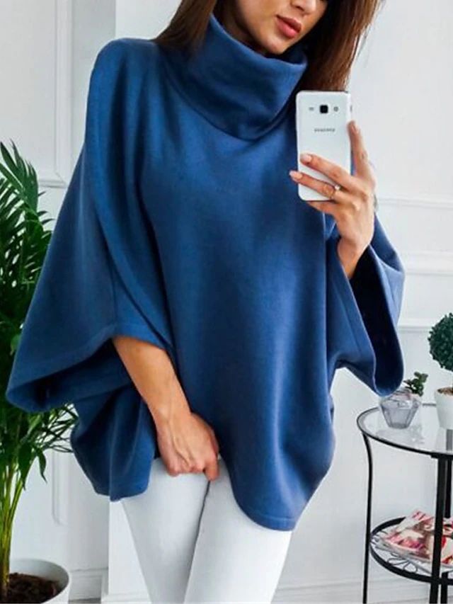 Nina - Casual cape trui met vleermuismouwen