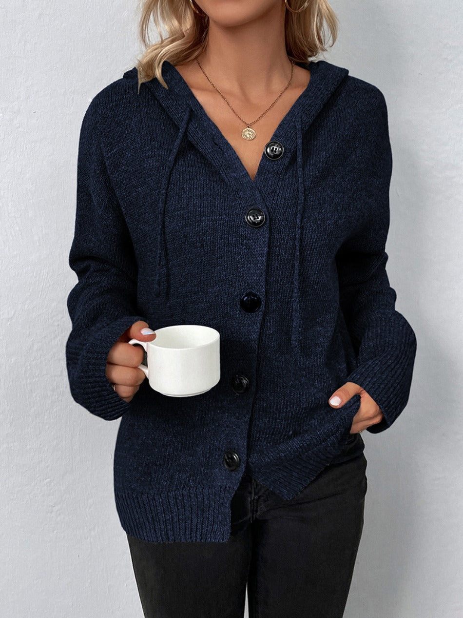 Amelie - Cardigan à capuche bleu foncé