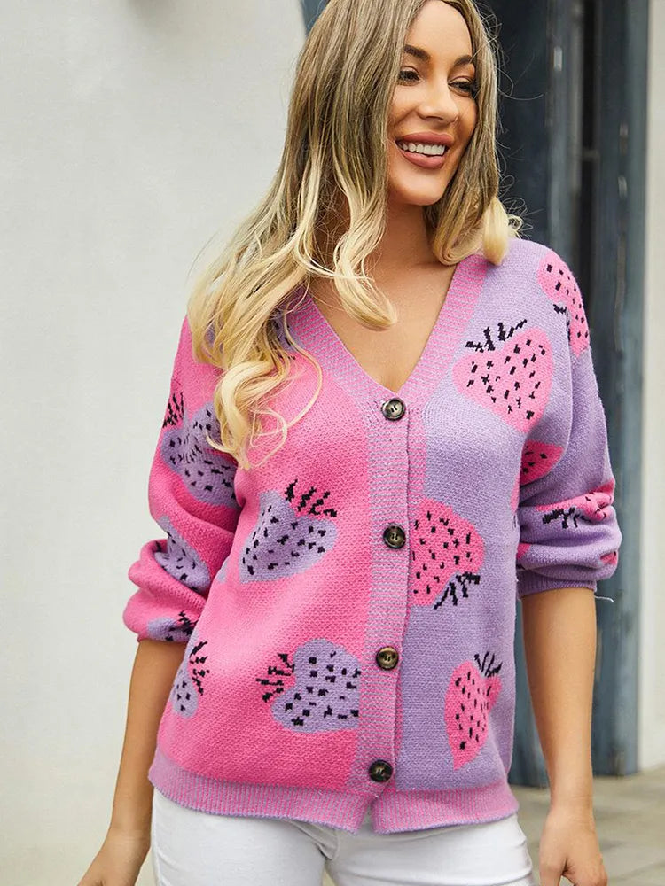 Luna - Cardigan avec des fraises