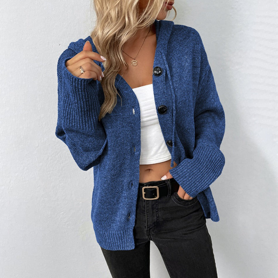 Lotte - Cardigan bleu avec capuche